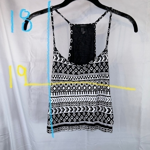 Forever 21 Tank Top Thin Strap Cropped Aztec Geometric Print U-Neck Pull On Top - Picture 9 of 9